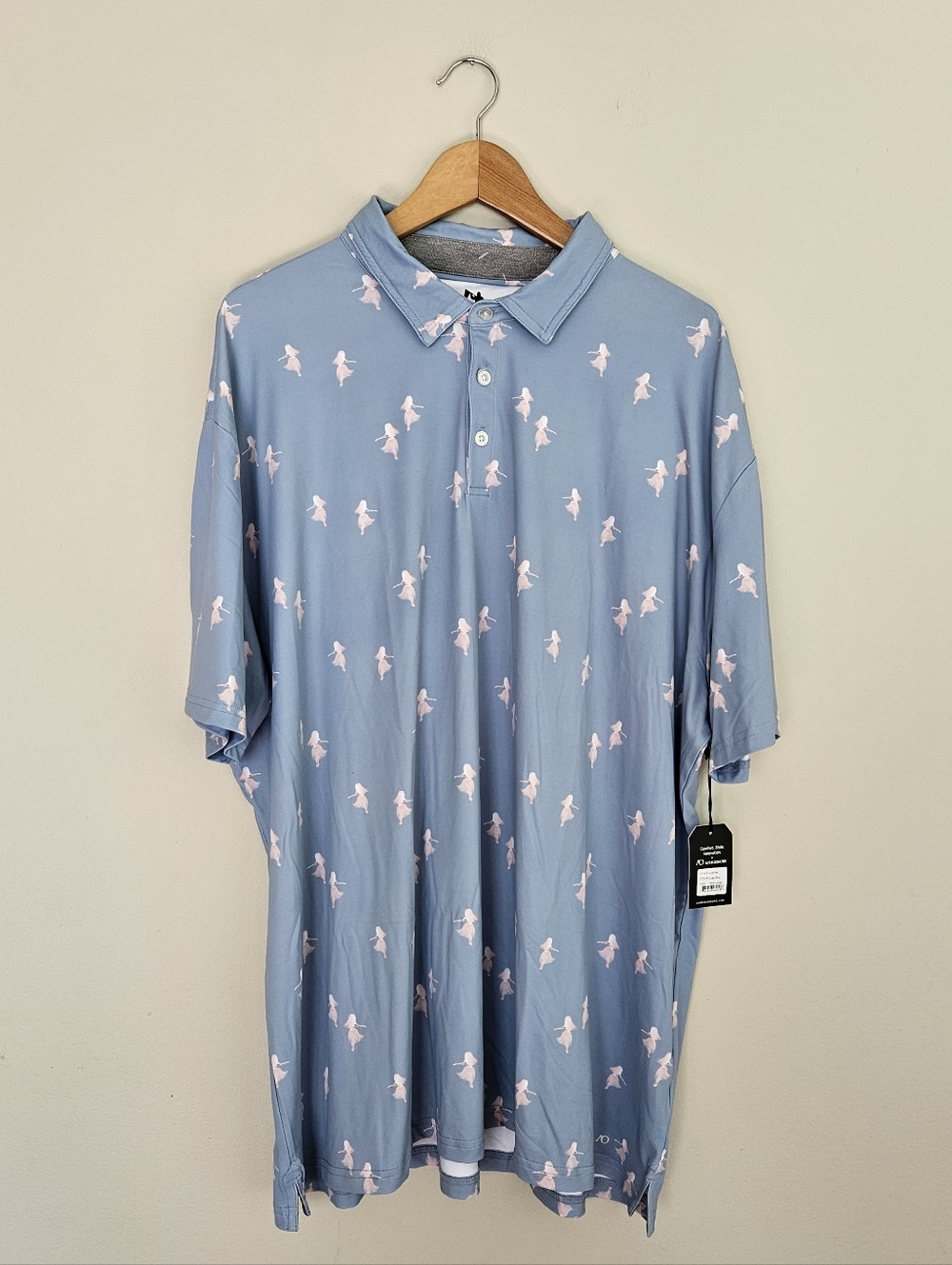 New Anderson Ord Golf Shirt Polo Hula Girls Blue Pink Mens Performance  Size 3XL